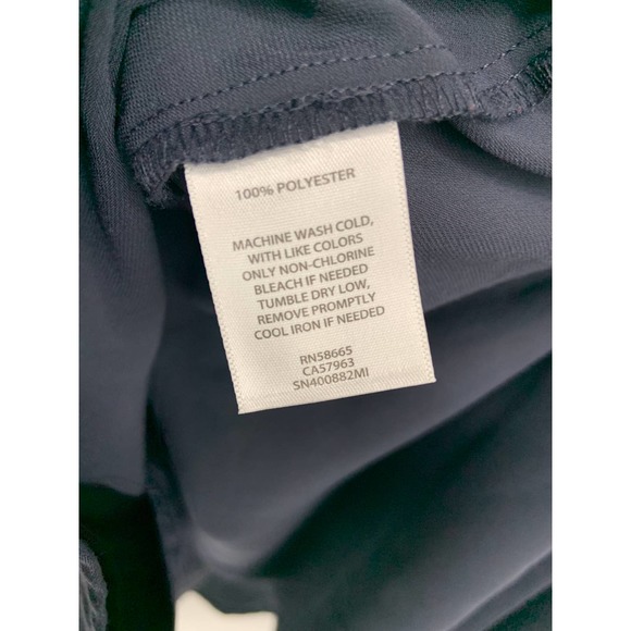 Something Navy Night Blue Draped Front V Neck Long Sleeve Wrap Blouse Size M - Picture 6 of 8